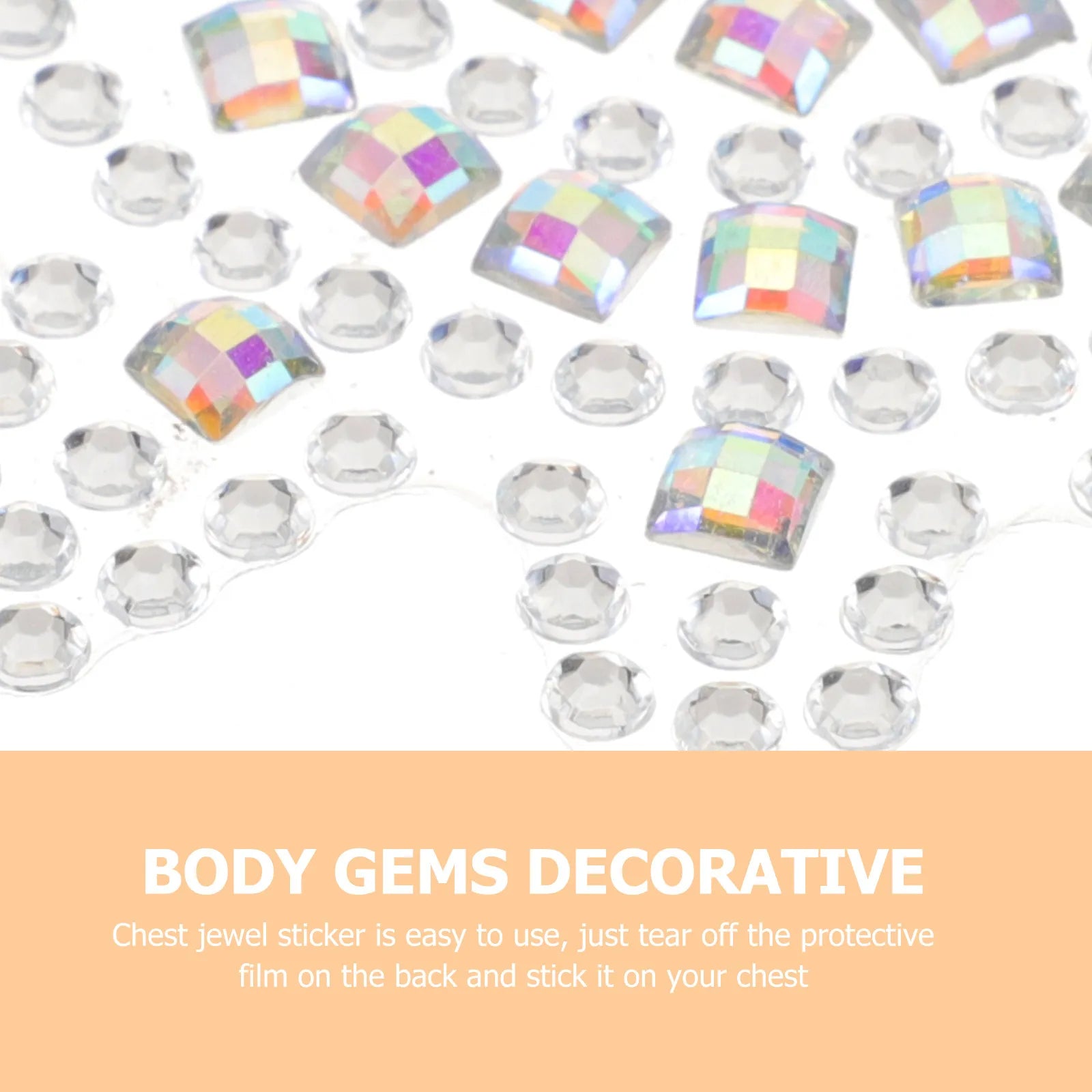 1Set Chest Jewel Sticker Acrylic Resin Body Gem Glitter Festival Party Makeup Rave Decorative Body on Women Costume