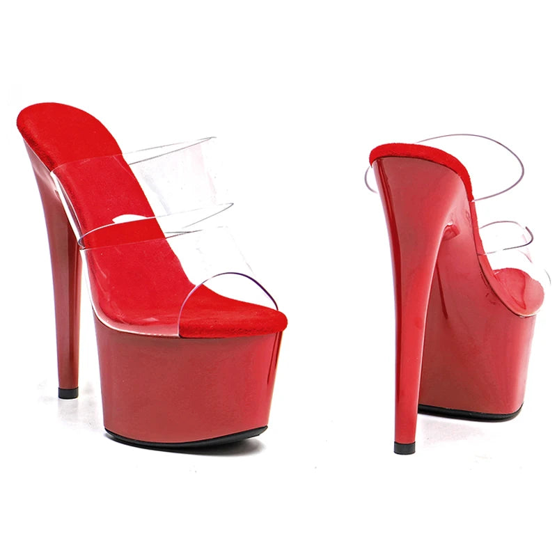 Leecabe 17CM/7Inch  Clear PVC Upper party Slippers sandals Trendy fashion Platform High Heels stripper heel  Pole Dancing  Shoes