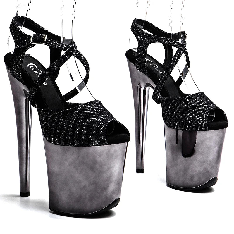 8Inch/20cm  Glitter  upper  Gun color Platform  High Heels party Sandals  stripper heels