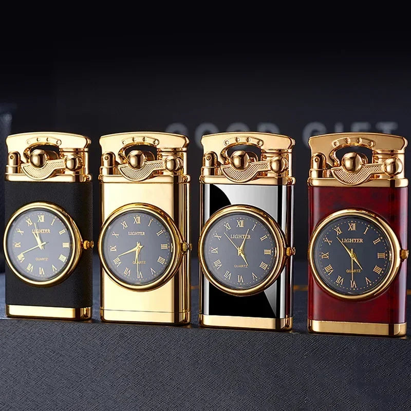New Quartz Watch Windproof Lighter Metal Blue Light Rocker