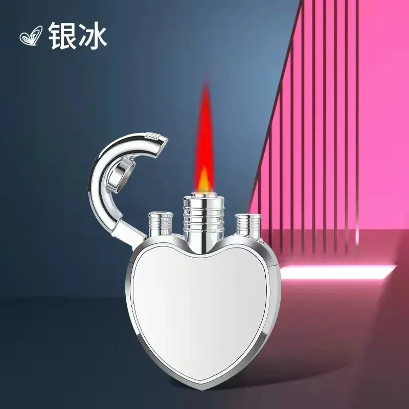 Portable Creative Fashion Metal Love Butane Gas Lighter