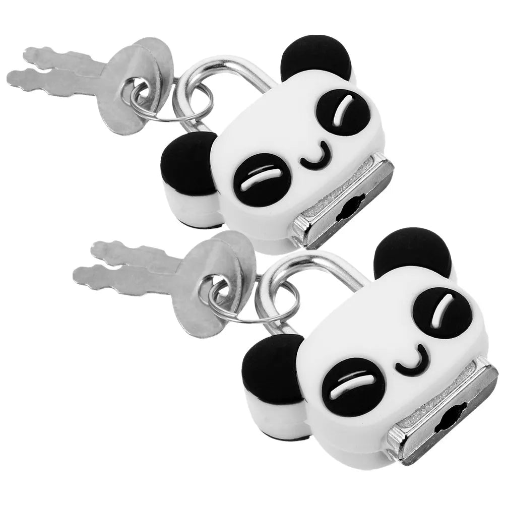 2Pcs Mini Lock Creative Cartoon Panda Padlocks Cute Key Lock for Cabinet Jewelry Box Luggage Storage Box Mini Locker
