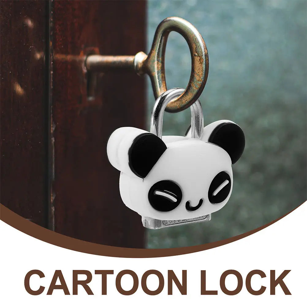 2Pcs Mini Lock Creative Cartoon Panda Padlocks Cute Key Lock for Cabinet Jewelry Box Luggage Storage Box Mini Locker