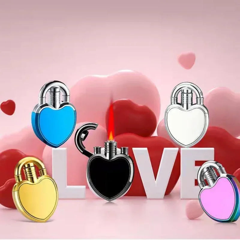 Portable Creative Fashion Metal Love Butane Gas Lighter